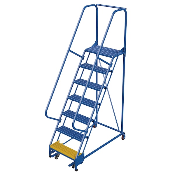 100 H Steel PW Ladder, Grip Strut, 7 Step, 7 in Steps